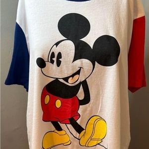 Disney colorblock sleeves mickey mouse tshirt size 2xl white